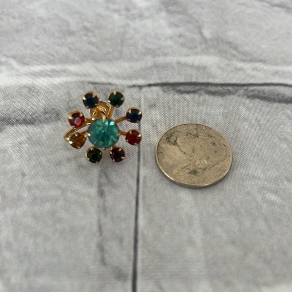 60’s screw back Coro multicolor rhinestones  earrings - Picture 6 of 6
